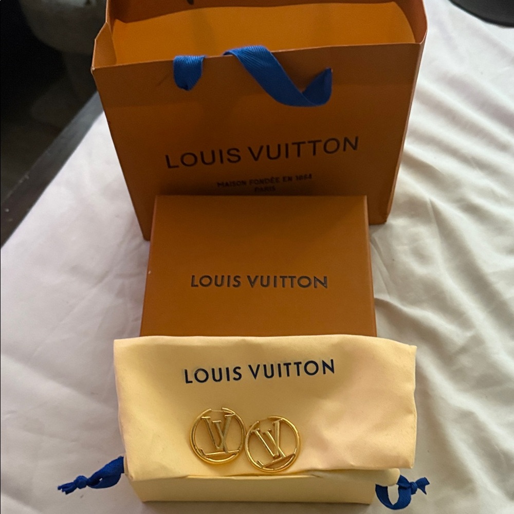 Louis Vuitton Gold Logo Earrings